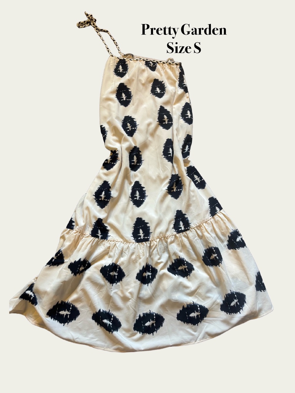 Pretty Garden Cream & Black Printed Maxi Dress.  Long, wedding vibes.